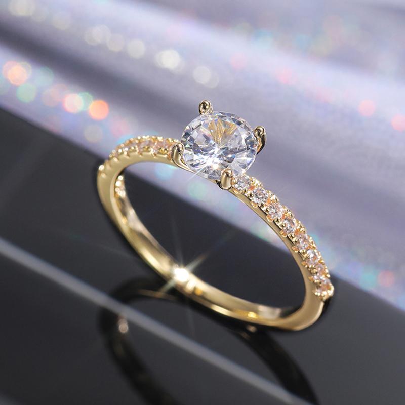 Huitan Colored Cubic Zirconia Women Rings for Wedding Party Luxury Gold Color Bright Female Rings Party Trendy Jewelry Drop Ship