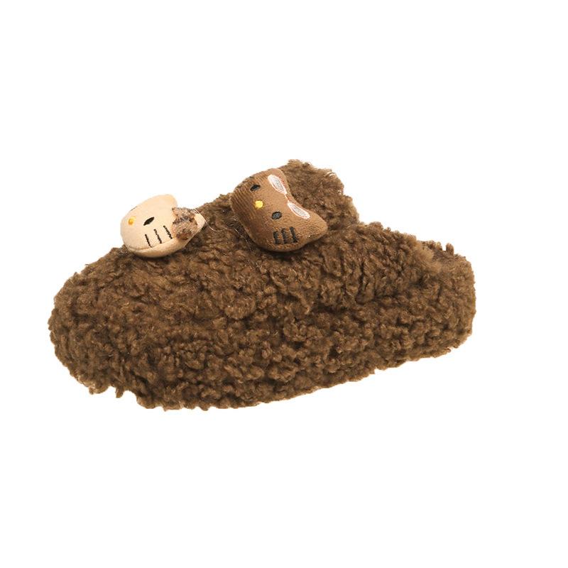Cute bag head lamb wool slippers women's outer wear 2025 new autumn and winter thick bottom warm one pedal cotton mop