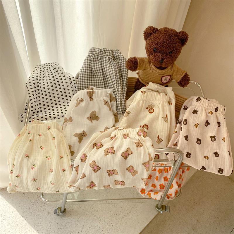 Kids' 2024 Summer Cotton Anti-Mosquito Pants - Korean Double Gauze Thin Bloomers for Boys and Girls