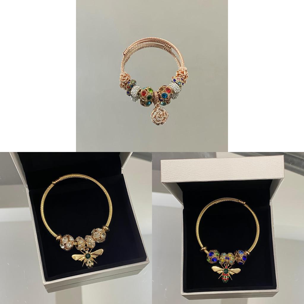 Fashion Bee Bangle Brass Plated Adjustable Jewelry For Women Gift Idea