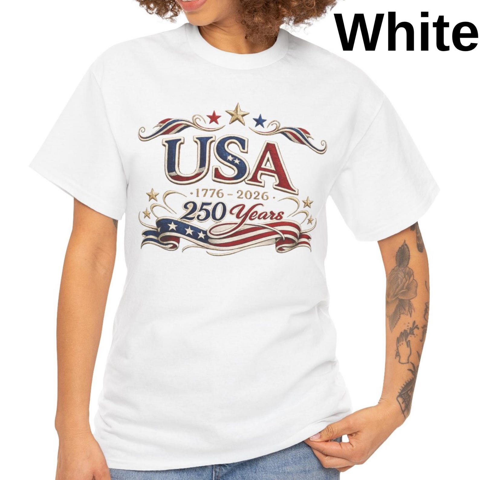 USA 250 Years Tee | 1776-2026 Patriotic Flag Design S