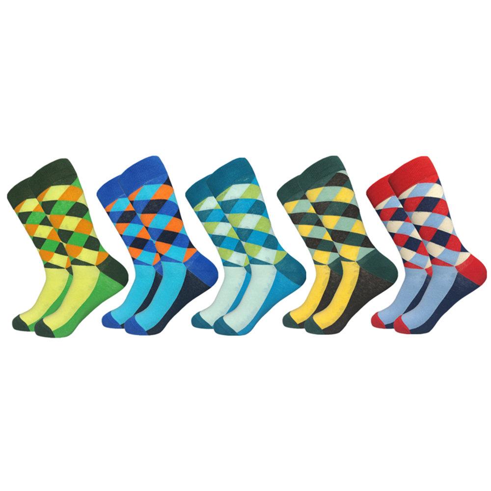 Classic  Men Socks Casual Gentleman High Quality Color Puzzle happy Socks Business Party Dress Cotton Socks for Men