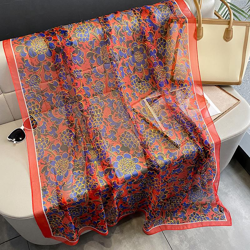 New Model Women Pashmina Scarves Popular Sunscreen Shawls For Gift Summer Couple Style Silk Hijab Fashion Design 180X130CM Scarf