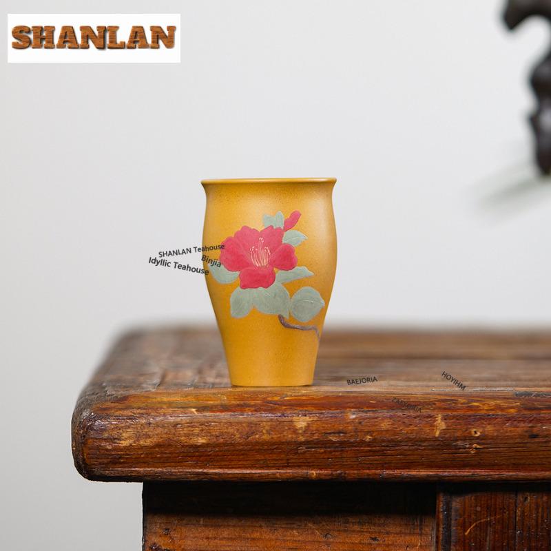 100ml Yixing Purple Clay Peony Teacup Ancient Tea Bowl Tea Pair Tea-tasting Smelling Cup Chazhan Master Cups Drinkware Ornaments