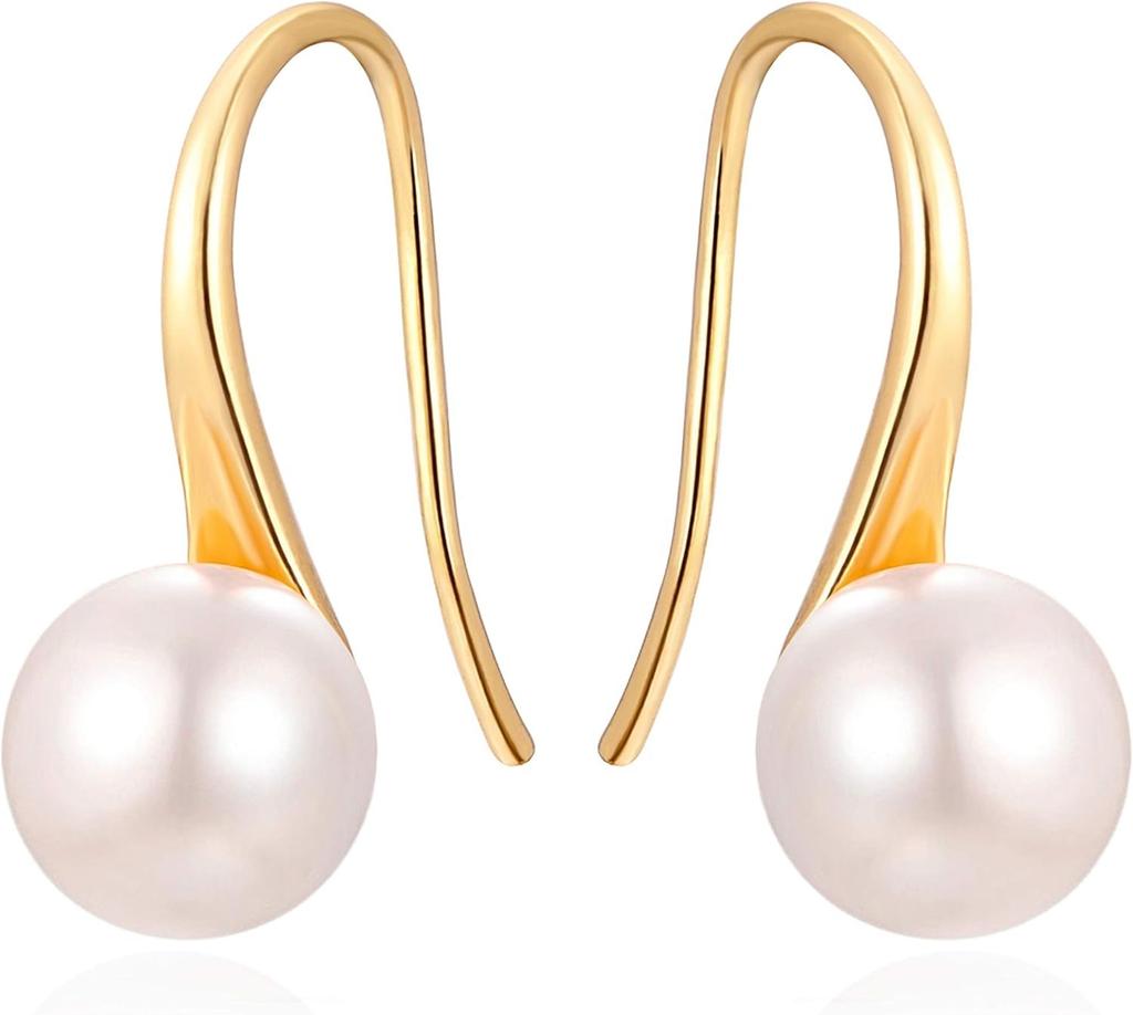 Versilbert Vergoldet Creolen Handverlesen AAA+ Qualität Weiße Süßwasser-Zuchtperle Hängende Tropfenohrringe Schmuck für Damen KTJ
