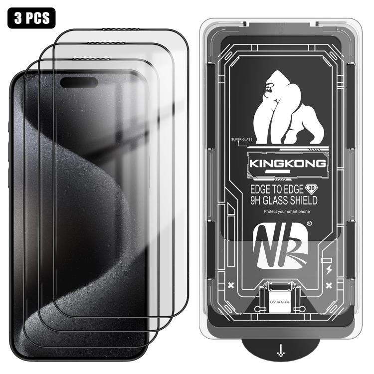 3 Stück staubfreie 3D-Kanten HD galvanisierte explosionsgeschützte gehärtete Glasfolie für iPhone 13 Pro Max, Anti-Fingerabdruck-Bildschirmschutz