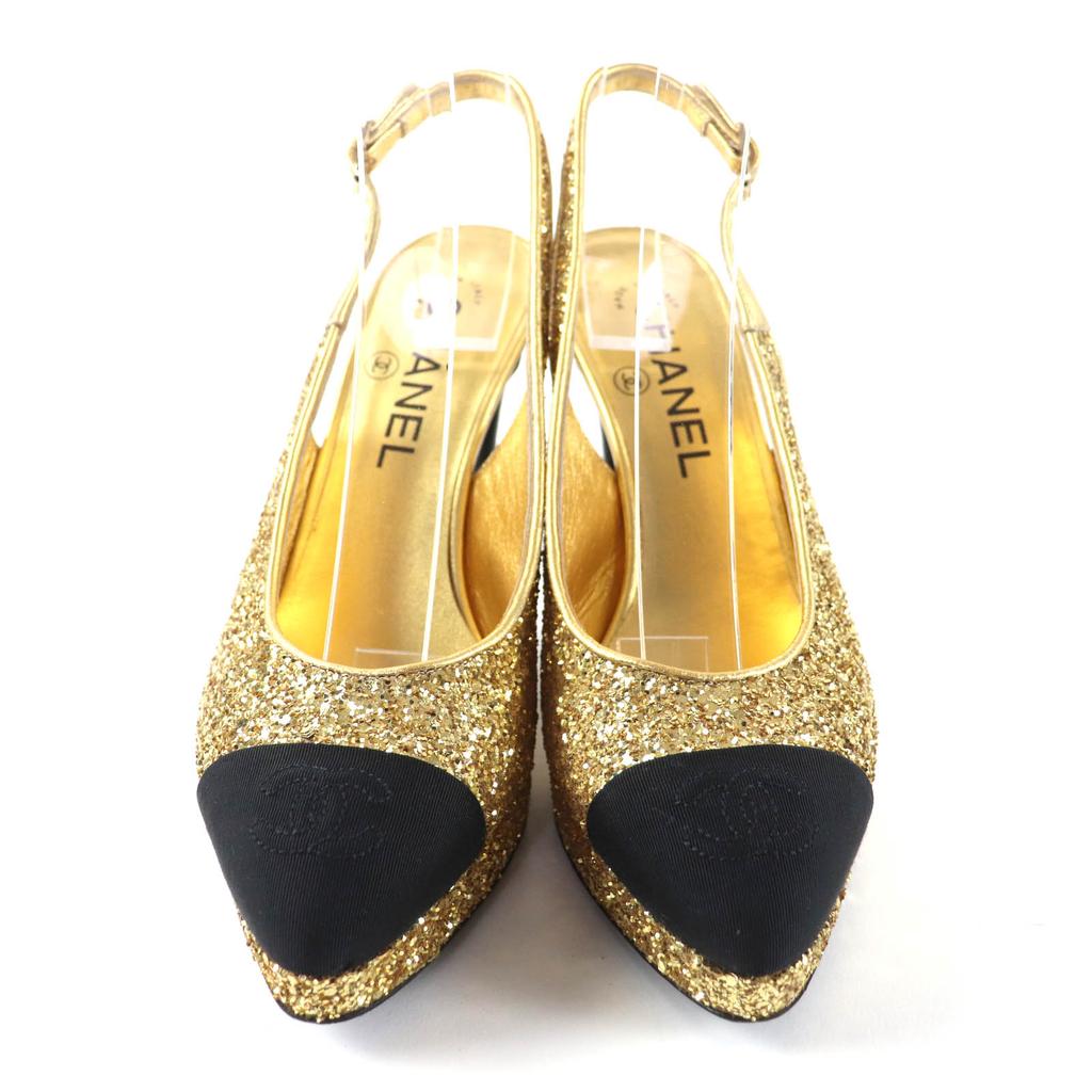 Very Good CHANEL pumps gold Women 36.5 G37586 Used