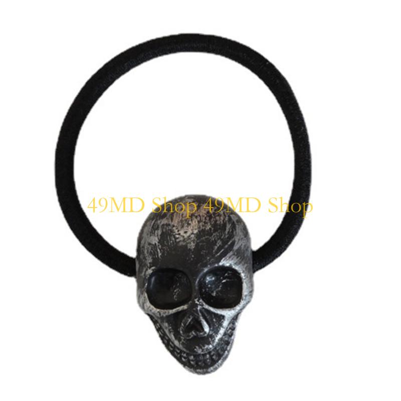 49MD Halloween Skull Hair Rope for Adult Female Punk Skull Head Hairband Festival Party Hair Band Women Hair Accessories