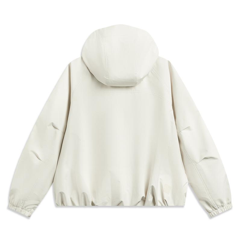 Li Ning Outdoor CF Shell Solid Color Water-Resistant Urban Outdoor Protective Jacket Women jackets Beige AFDW210-1