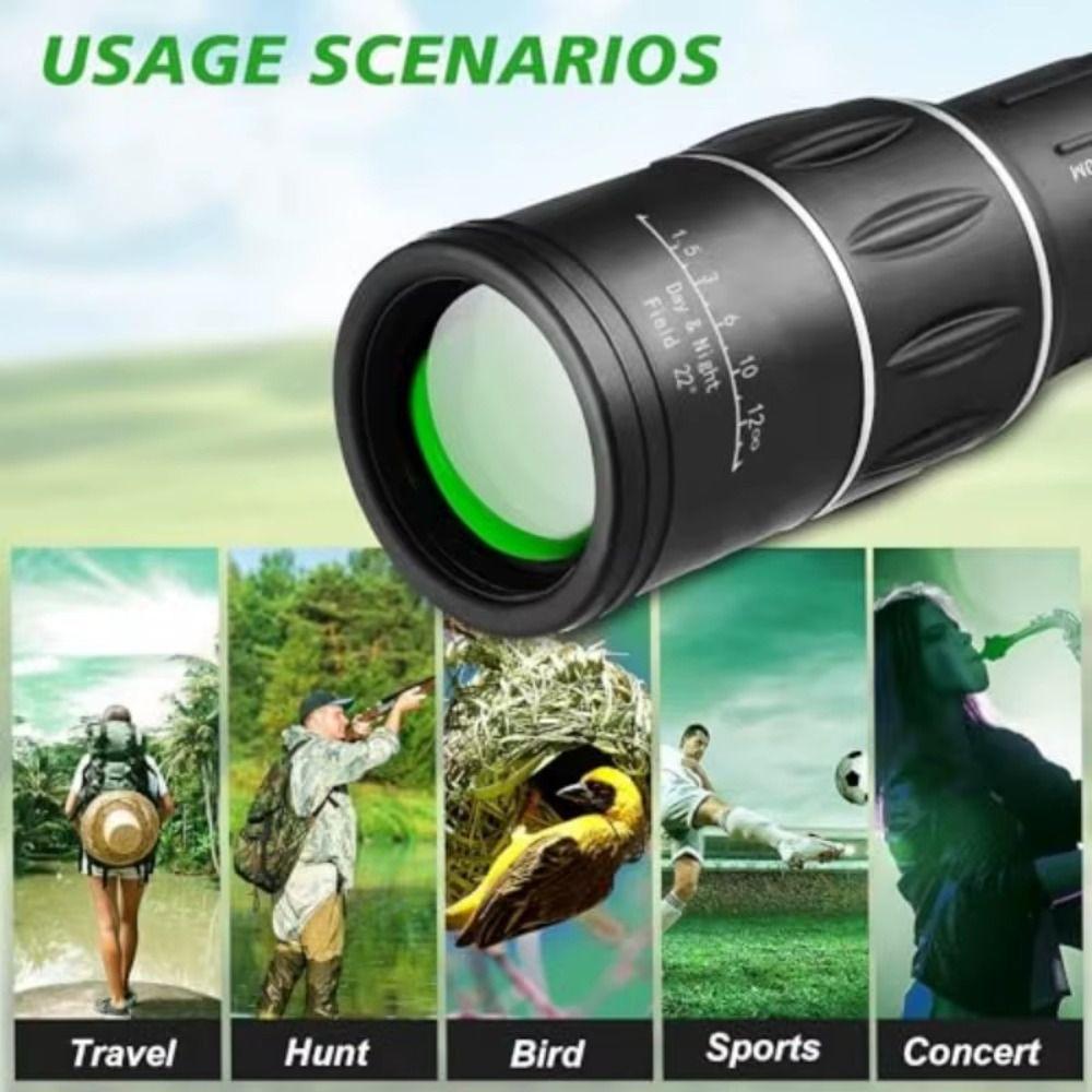 8XMagnification 16x52 Monocular Telescope Waterproof Long Range Spyglass  Hiking Outdoor