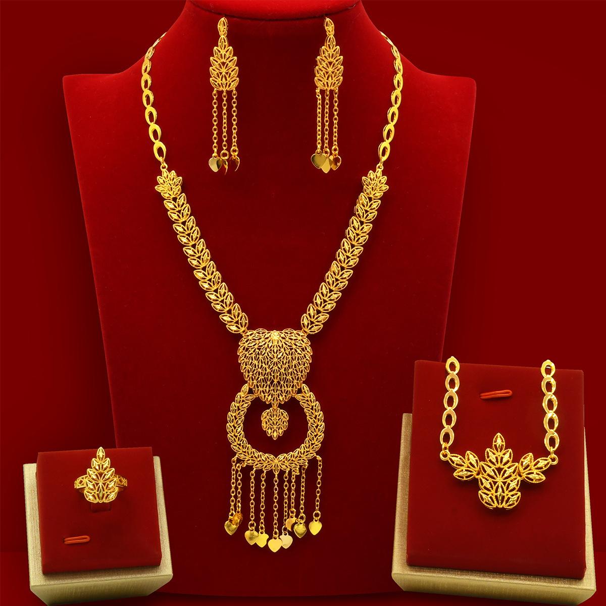 Middle East Dubai Wedding Jewelry Set Famous Style Necklace Earrings Ring Bracelet 2026 50CM