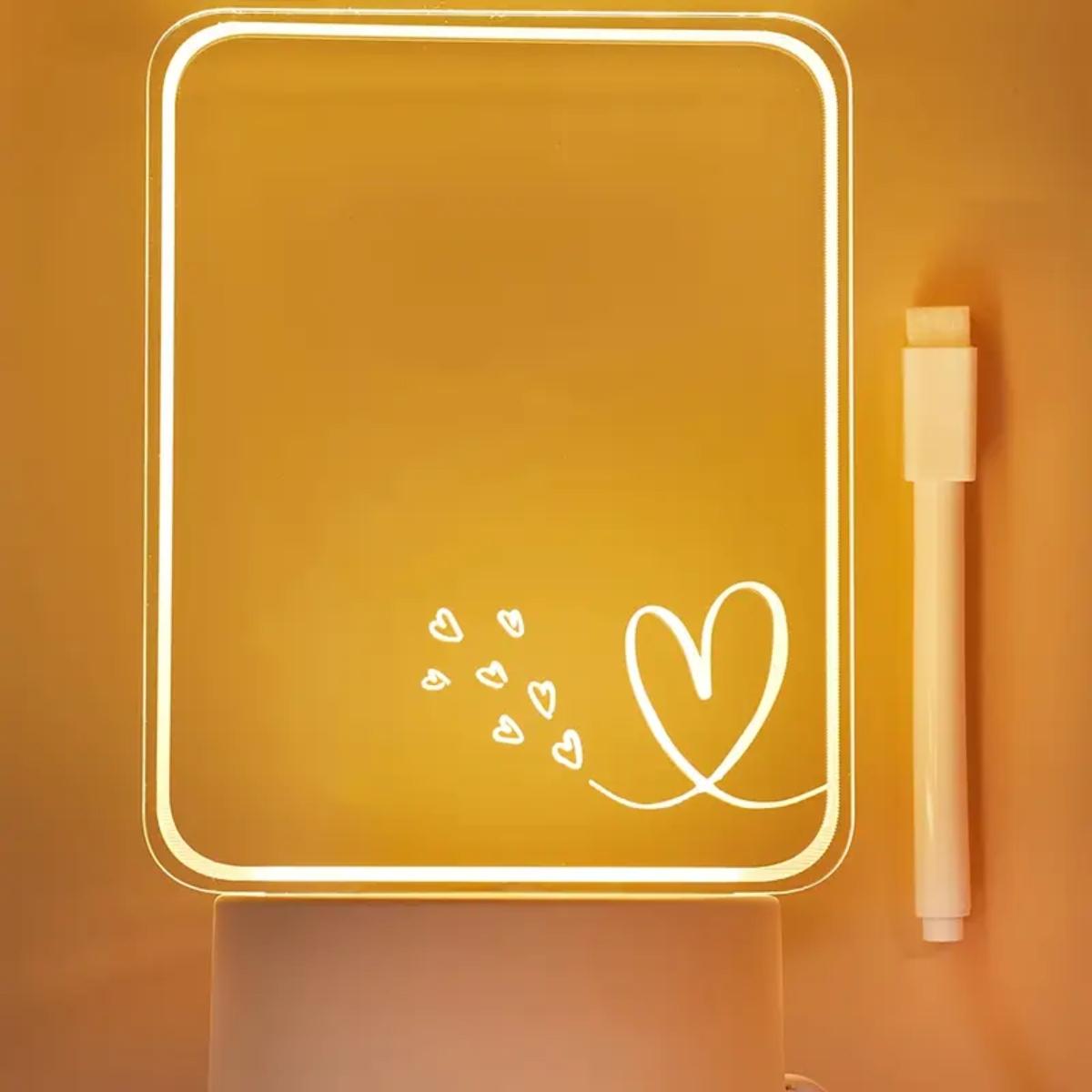 

Modern creative LED desk lamp with erasable writing board and pen - used for home, room, wedding, Christmas, holiday decoration WHITE жёлтый