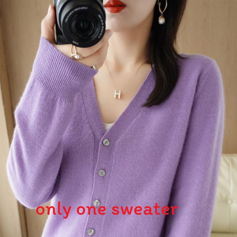 Knit Cardigan For Women With Vneck Long Sleeves Soft Polyester Blend For Casual Wear