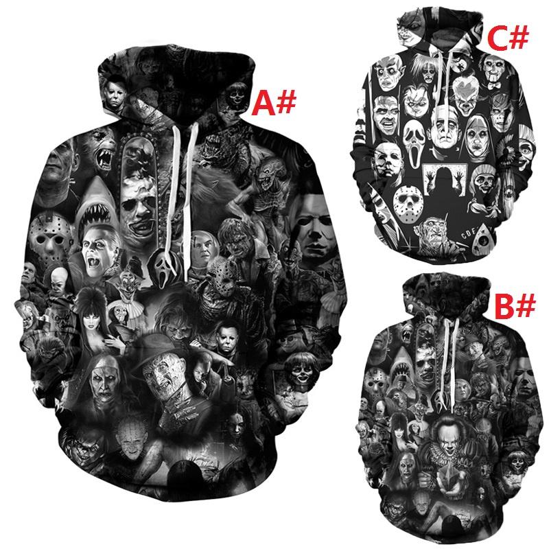 Men 3d Women Print Skull Hooded Sweater Hoodie Sweatshirt Premium Top Pullover