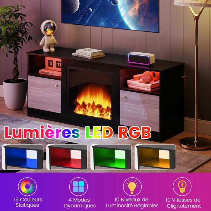 COSTWAY 65" Mobile TV LED e 2 Armadi, Scomparti Aperti, Porta Magnetica, Design Moderno per Soggiorno, 147 x 40 x 60 cm