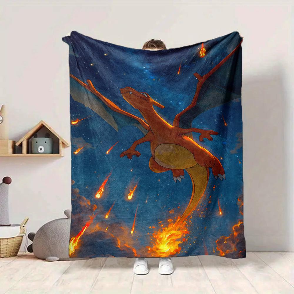 1pc Charizard Blanket Lightweight Flannel Blanket Throw Blanket For Sofa, Bed, Travel, Camping, Livingroom, Office, Couch