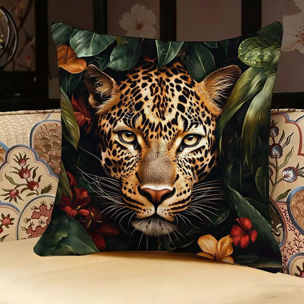 Fashion With Wreath Animals Pillow Case Pillowcase, Double-sided Printed, Sofa Cushion, Bedroom Headboard Pillow