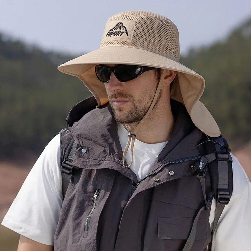 New Wide Brim Bucket Hats Neck Protection Quick-Drying Fishing Hat Sunscreen Lightweight Panama Hat Summer