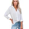 Spring and Autumn Women's Shirt Casual Loose Long Sleeve Blouse Buckle V-neck Shirt Tops
