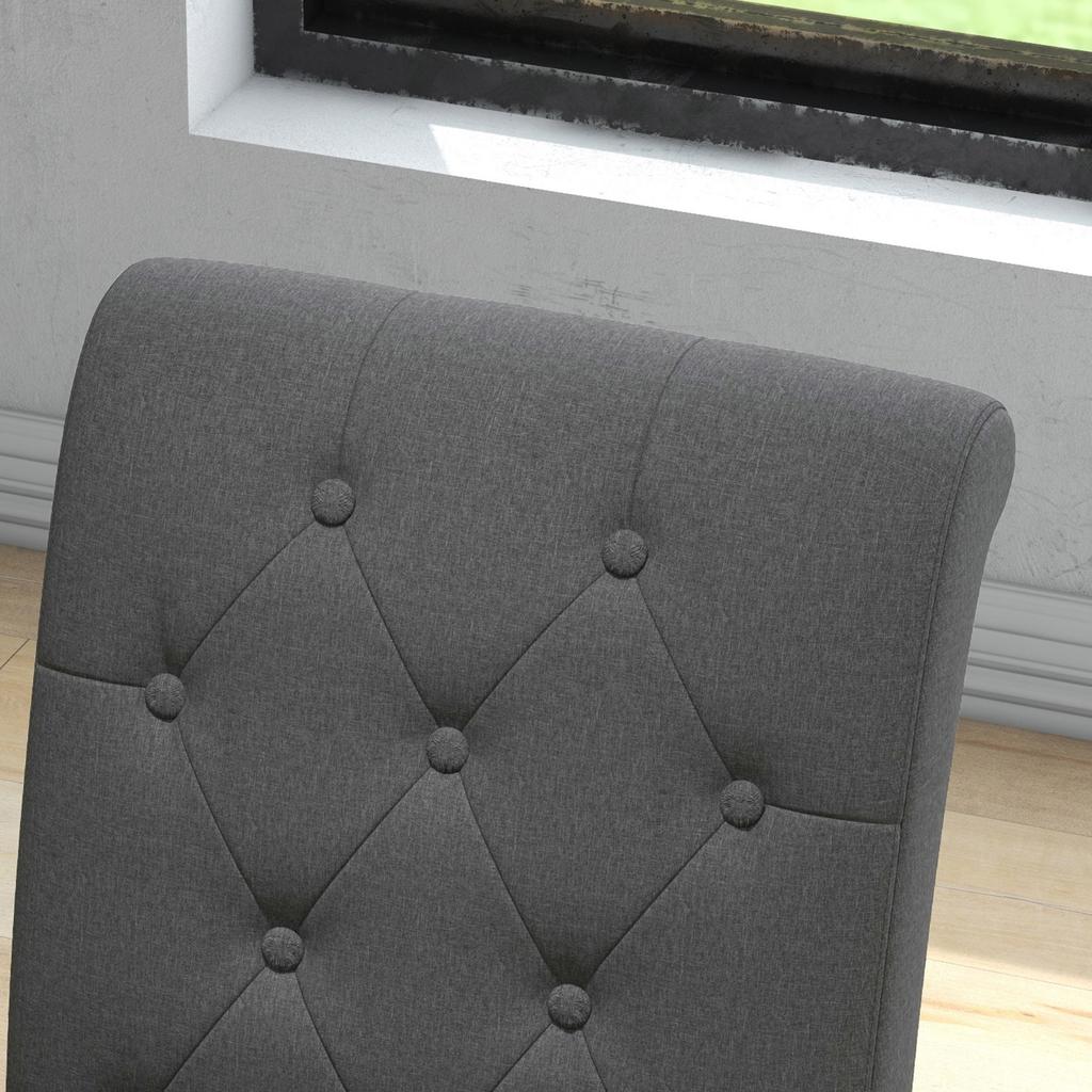Set di 2 Sedie per Sala da Pranzo Sedia da Cucina Grande Comfort Gambe in Legno Lino 47 x 61 x 101 cm Grigio Scuro