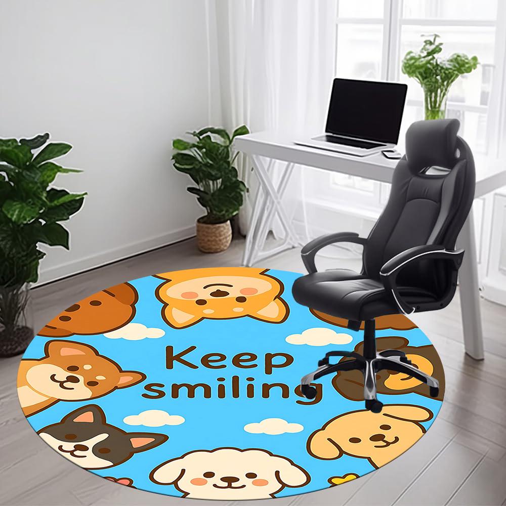1pc Puppy Smile Office Round Area Rug,  Mat Suitable ForOffice, Under Office Chairs Bedroom Living Room Home Decor, Room Deco