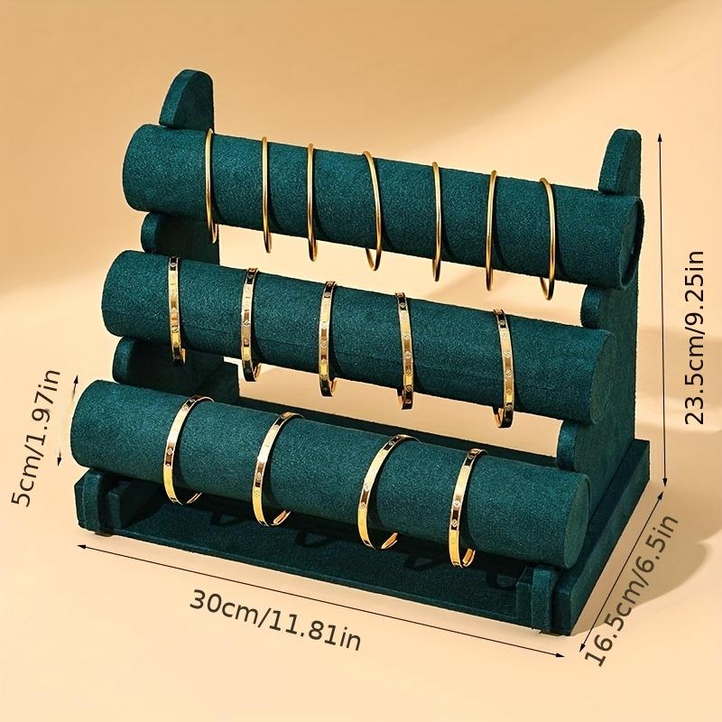

3 Tier Wood Jewelry Display Rack Tabletop Bracelet Bead Organizer Desktop Stand For Jewelry Stores Craft Fairs And Home Use зелений