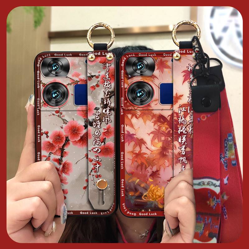 Lanyard Fashion Phone Case For ZTE Nubia Z60 Ultra For Mom Shockproof Protective Anti-knock Kickstand Chinese Style Ring