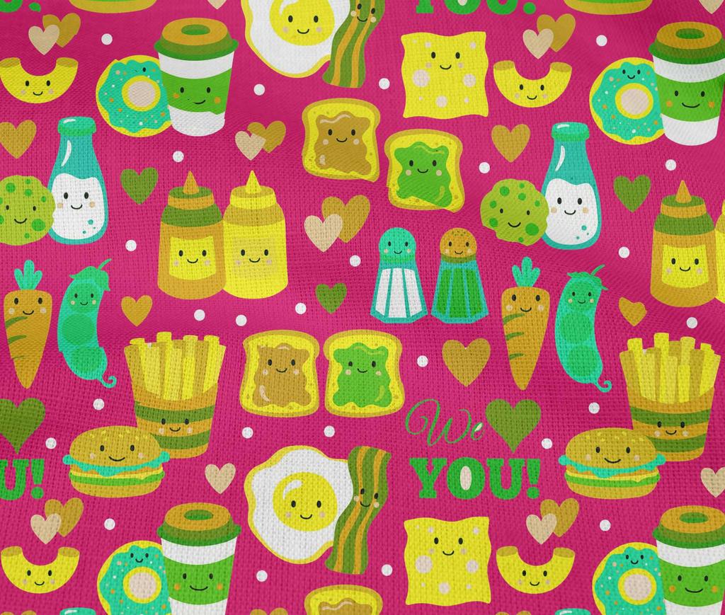 oneOone Cotton Flex Fuschia Pink Fabric Breakfast Sewing Craft Projects Fabric Prints By Yard 40 Inch