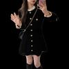 French Xiaoxiang Hepburn Style Black Dress Children's Early Autumn New Temperament Waist Short Skirt