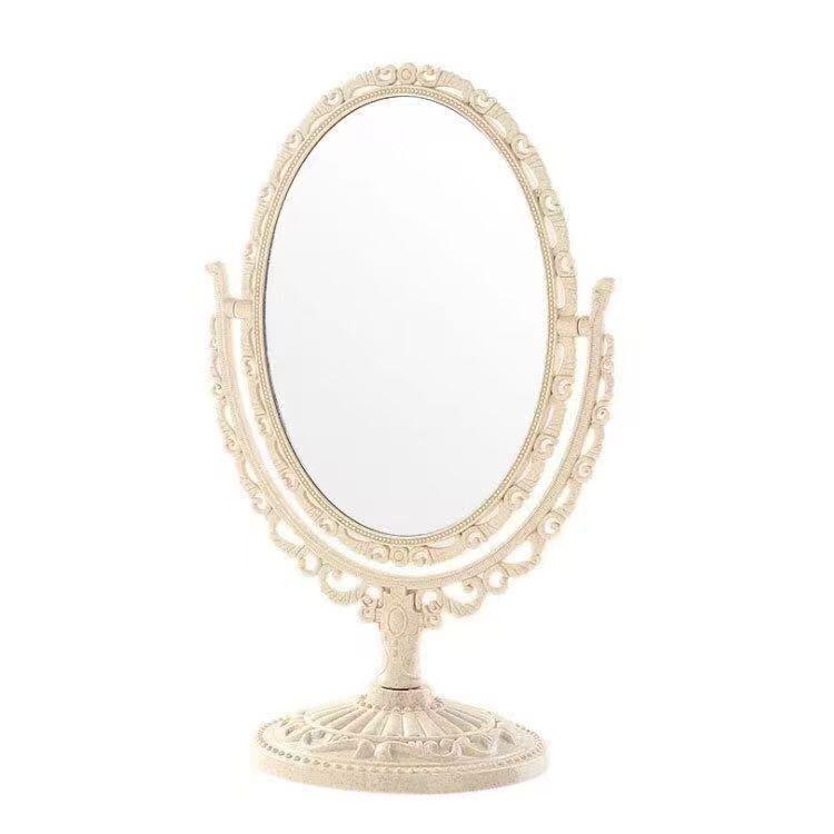 Retro European Heart-Shaped Double-Sided Desktop Makeup Mirror