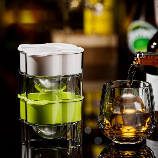 Ice Ball Mold Large Spherical Silicone Ice Ball Maker Fast Freezing Clear Bubble-Free Ice Ball Push-Release Ice Tray for Whiskey Wine Cocktails