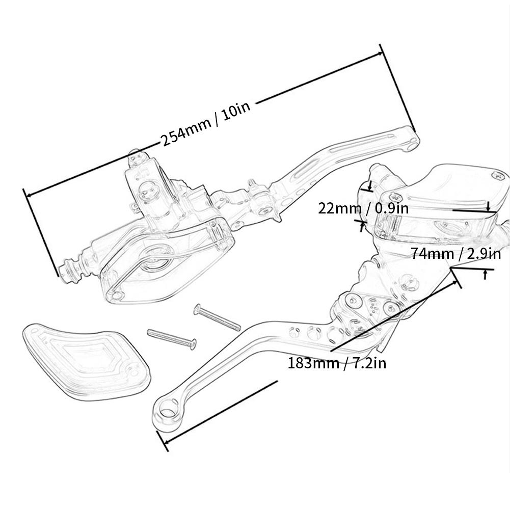2Pcs 7/8inch Motorcycle Handlebar Master Cylinder Levers Handle Hydraulic Brake Pump Clutch with Master Cylinder Reservoir