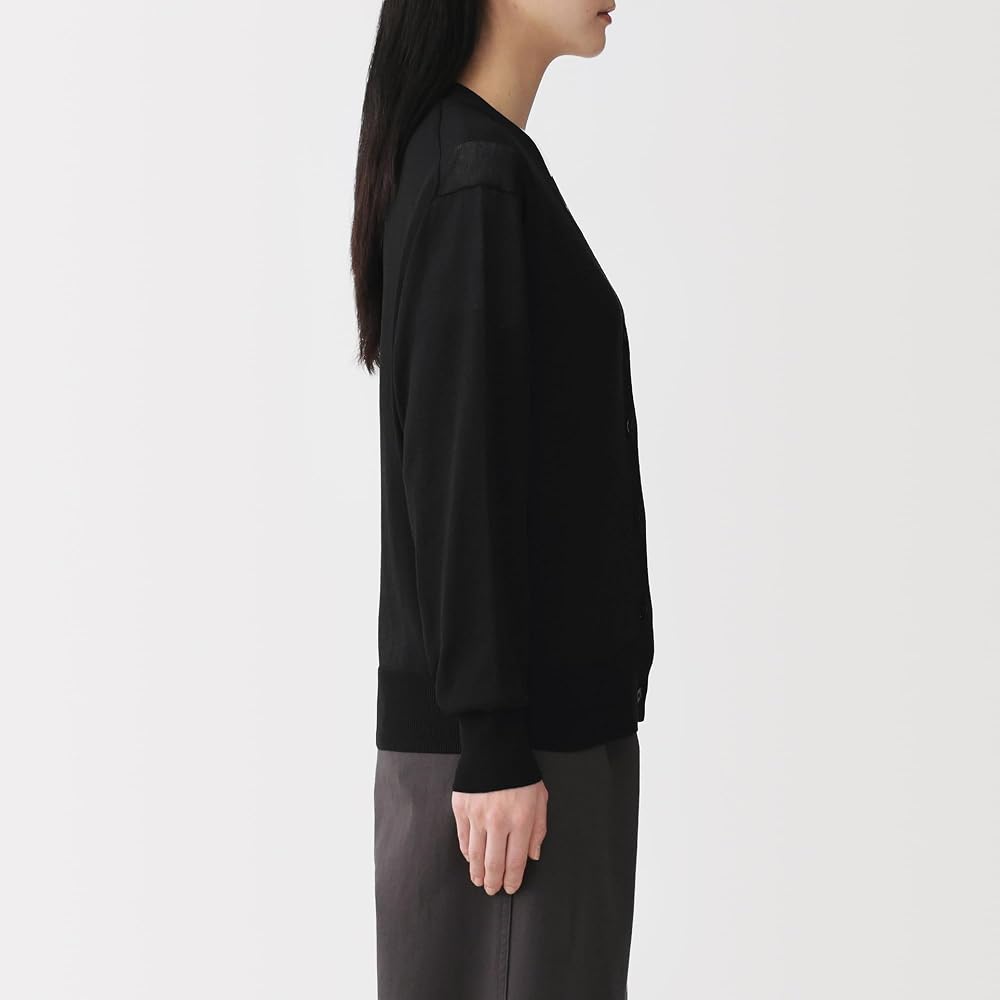 MUJI Women's UV-Cut Light Knit V-Neck Cardigan, BA1PWA6S, Smoky Blue, Size L