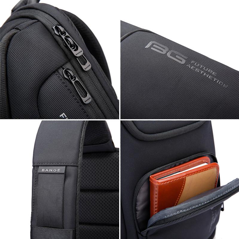 Bange Crossbody Bag For Men Portable Waterproof Shoulder Messenger Bags Male Travel Short Trip Chest Bag Fit For 9.7 Inch Ipad