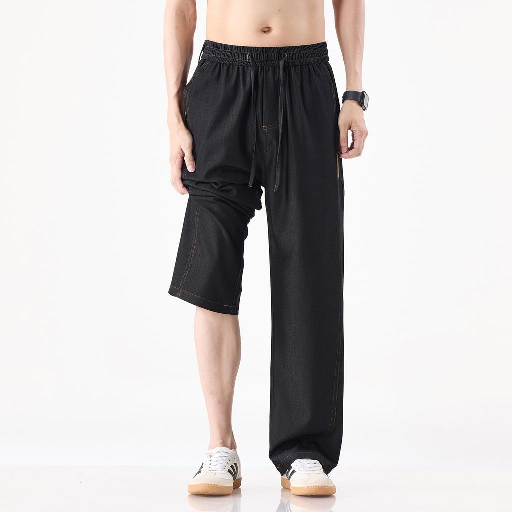 Sommer neue kalte Seide kühl atmungsaktiv lässige Hose Herren amerikanische trendige Marke locker fallend gerade Hose