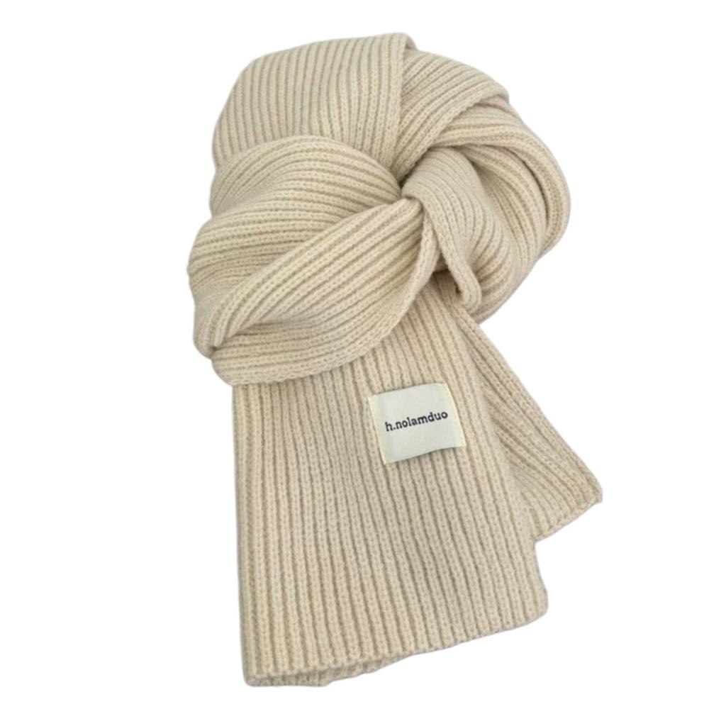 Knitted scarf women's winter Korean atmosphere sense versatile simple solid color thickened warm wool scarf couple men