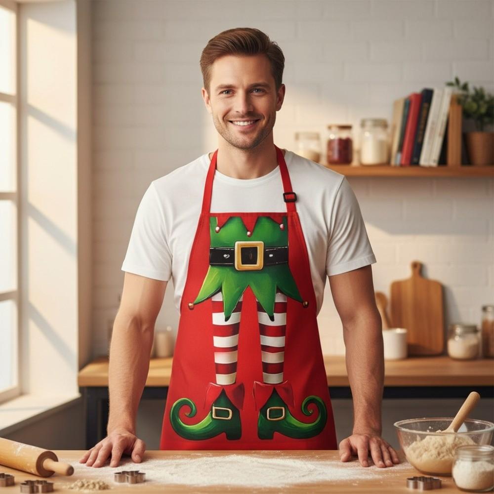 4PCS Stain-resistant Christmas Elf Aprons Waterproof Christmas-Themed Apron  Holiday
