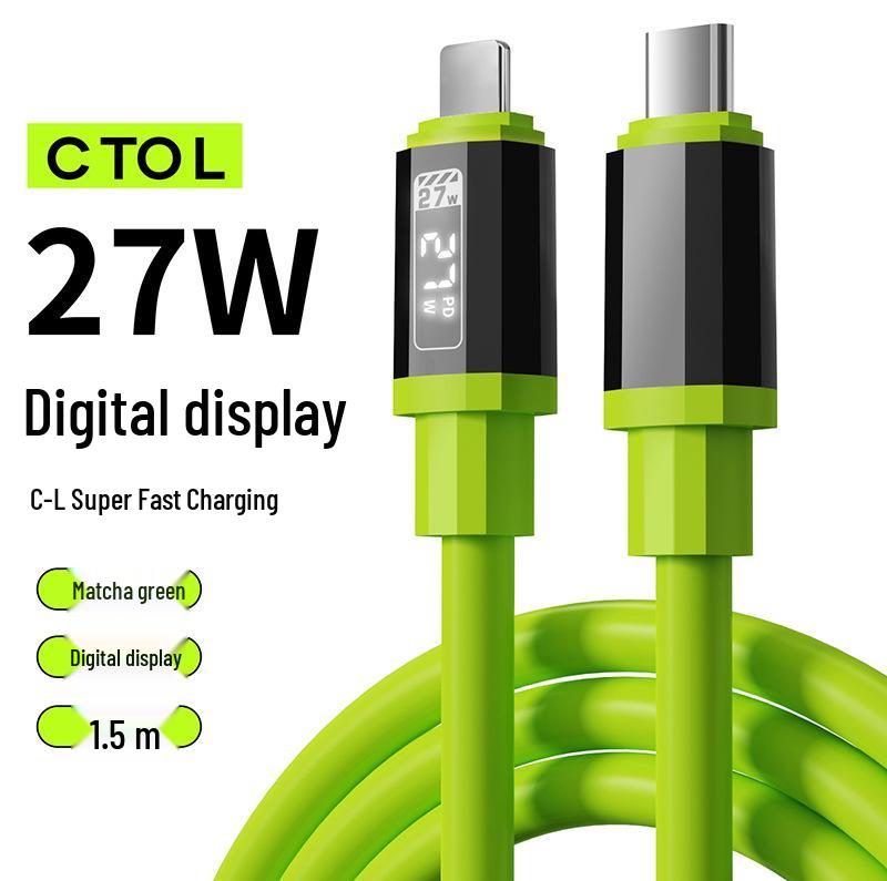 240W Schnelllade-Typ-C-Kabel mit Echtzeitanzeige für Apple 15/16, Huawei und Android
