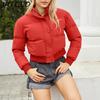 BITCED Autumn/Winter Women's Short-Length Cotton Coat Long-Sleeved High-Neck Thermal Jacket Loose-Fit Casual Cotton Jacket Puffer Coat