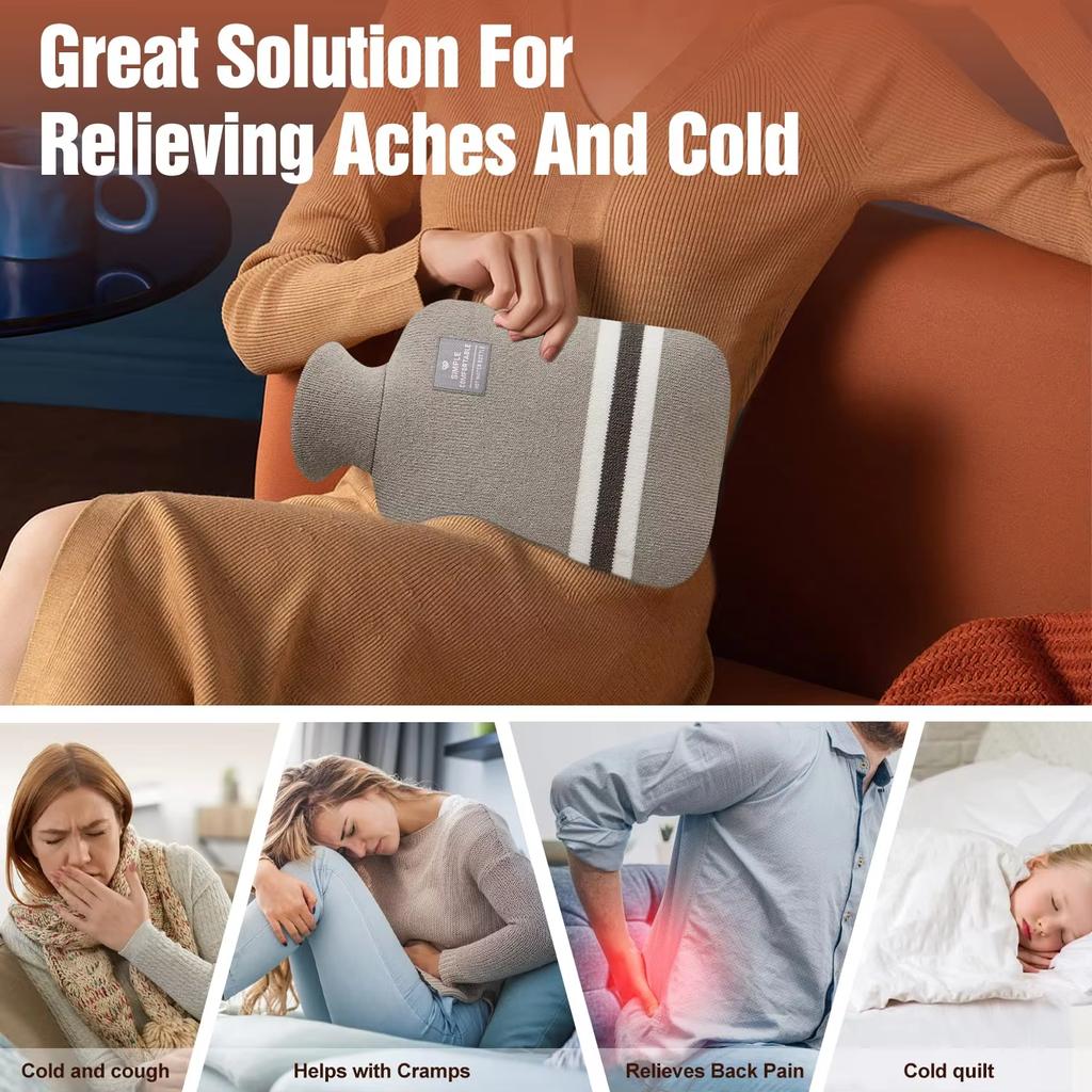 Flaschengürtel, Wärmflasche mit Bezug, Mikrowellenheizung, grob gestrickter Handtaillenwärmer aus weichem Plüsch mit hochwertigem, weichem Bezug