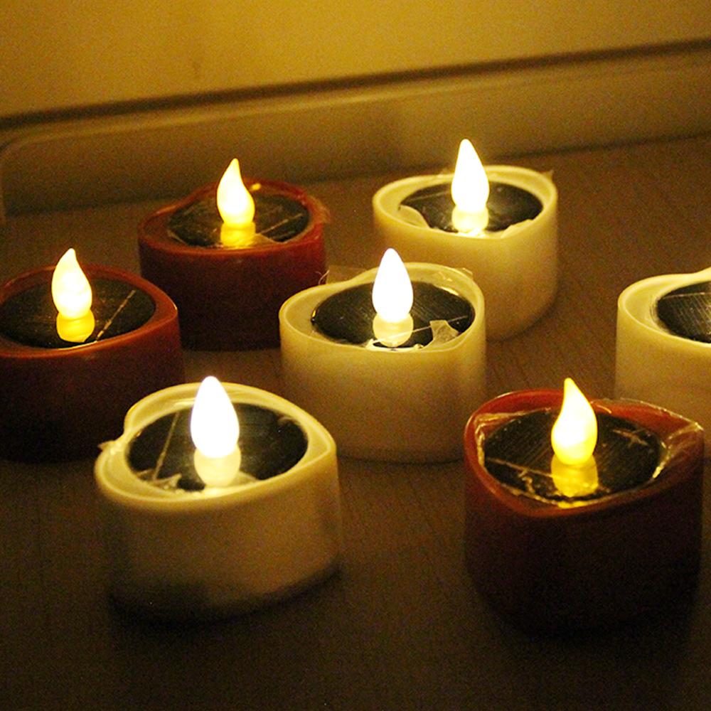Heart Candle LED Tea Lights Solar Romantic Flameless Decorations Special Night Set for Valentine's Day Wedding Anniversary