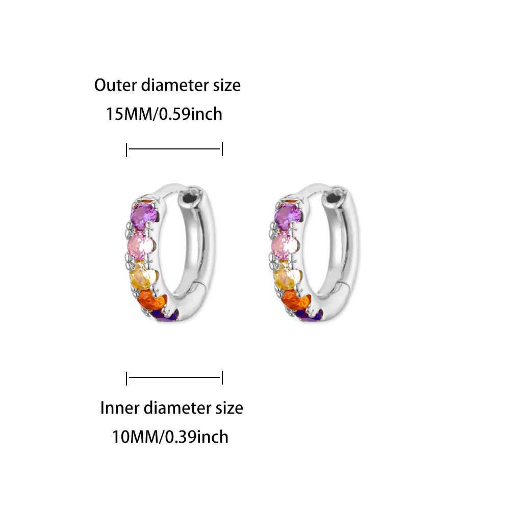 New Trendy Color Row Diamond Micro-inlaid Zircon Ear Buckle Simple and Advanced Sense Exquisite Small Commuter Earrings