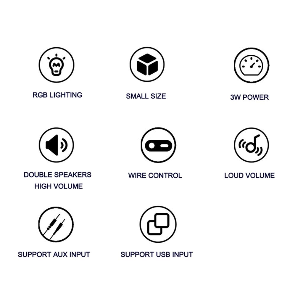 SADA Home Speaker Set Desktop PC Computer Speakers 3.5mm Wired Laptop Speakers USB Powered Sound Box with RGB