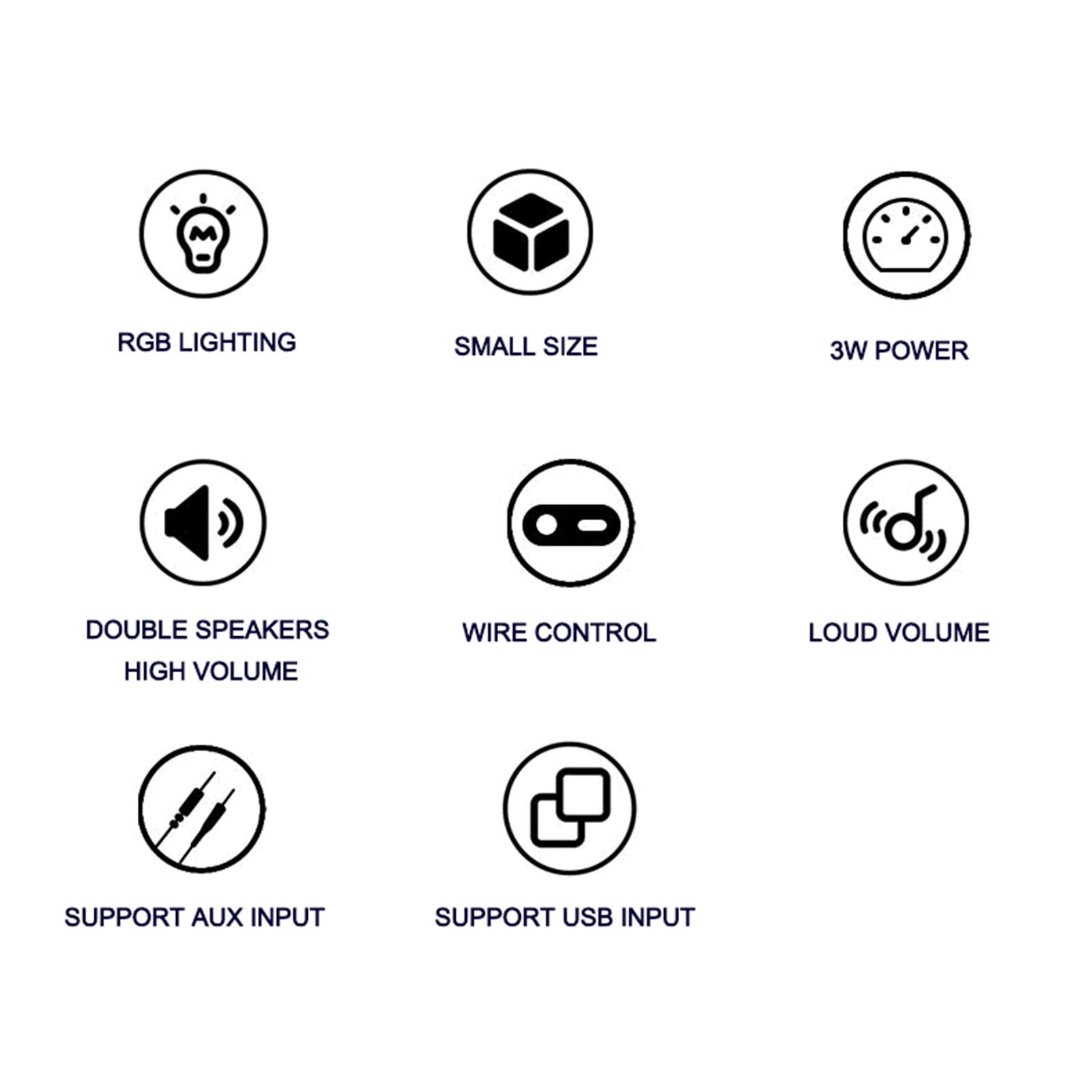 

SADA Home Speaker Set Desktop PC Computer Speakers 3.5mm Wired Laptop Speakers USB Powered Sound Box with RGB RGB Light чёрный