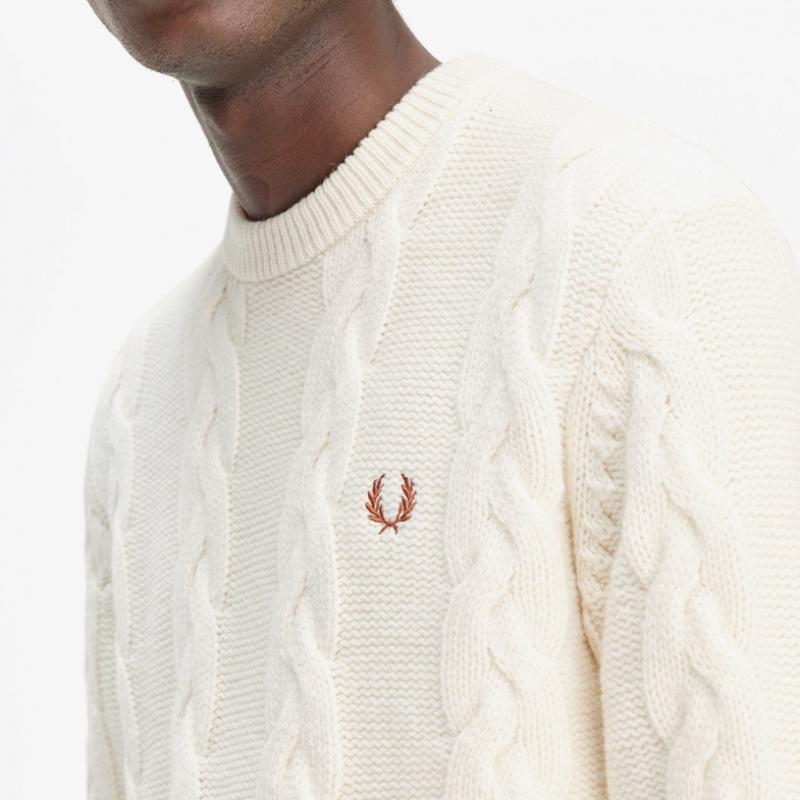 Fred Perry [sharp] Chunky Cable Knit Sweater   Ecru Afpm2438562 560