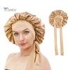 Women Nightcap Satin with Adjustable Elastic Tie Band Hair Protection Bathing Makeup Exercise Hat Sleeping Bonnet Night Sleep Shower Cap