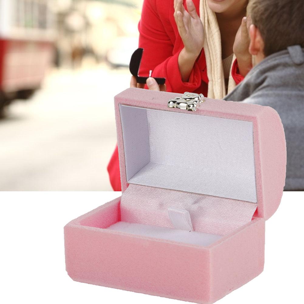 Jewelry Ring Box Case Pendant Gift Storage Display Organizer Accessory (Pink)