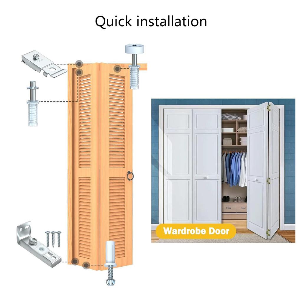Convenient Set of 20 Accessories Stainless Steel & Nylon Door Hardware Set 20pcs/set for Double Folding Door Repairs