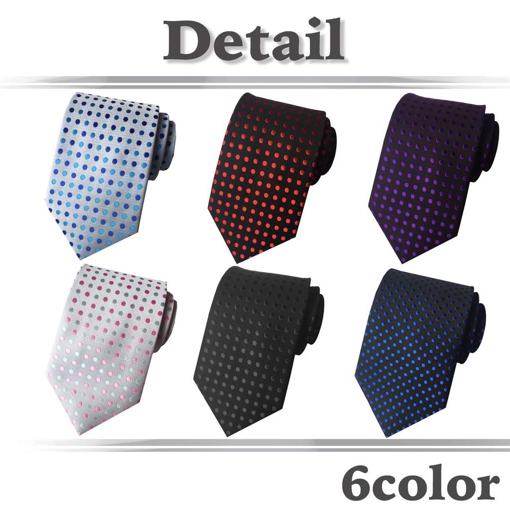 WHITE FANG Tie, Polka Dots and Solid Colors, Suit, Business, Casual, Popular, Stylish, Men's, NC022 (02: Red)