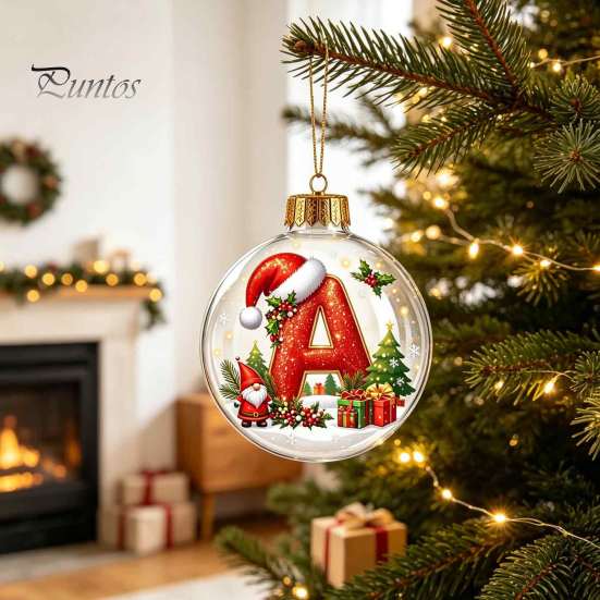 Winter Holiday Party Supplies 26?Letter Acrylic Christmas Ball Ornament, 3D Crystal Style Alphabet Decorative Ornaments for Fireplace Hanging